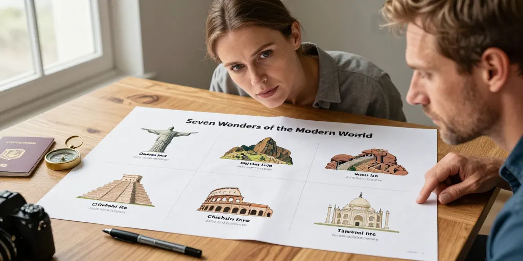 carte les 7 merveilles du monde moderne
